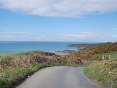 Spectacular view of Woolacombe Bay on the road from Croyde