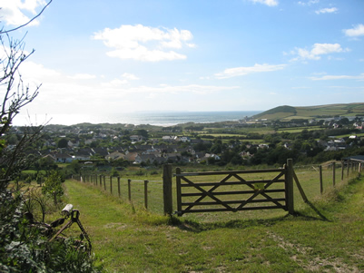 View of Croyde Bay from the footpath behind the house
